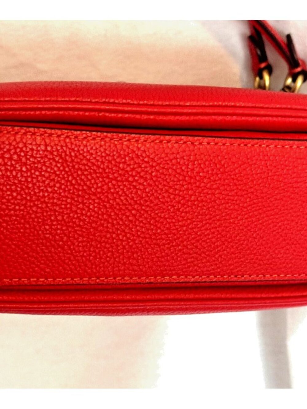 Coach "Cassie" 19 Red pebbled Bag with detachable handles & Strap. - Picture 11 of 13